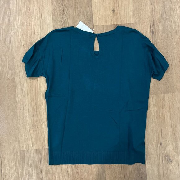 NWT Ann Taylor LOFT Green Teal Short Sleeve Knit Top Blouse Size Small - Picture 6 of 6